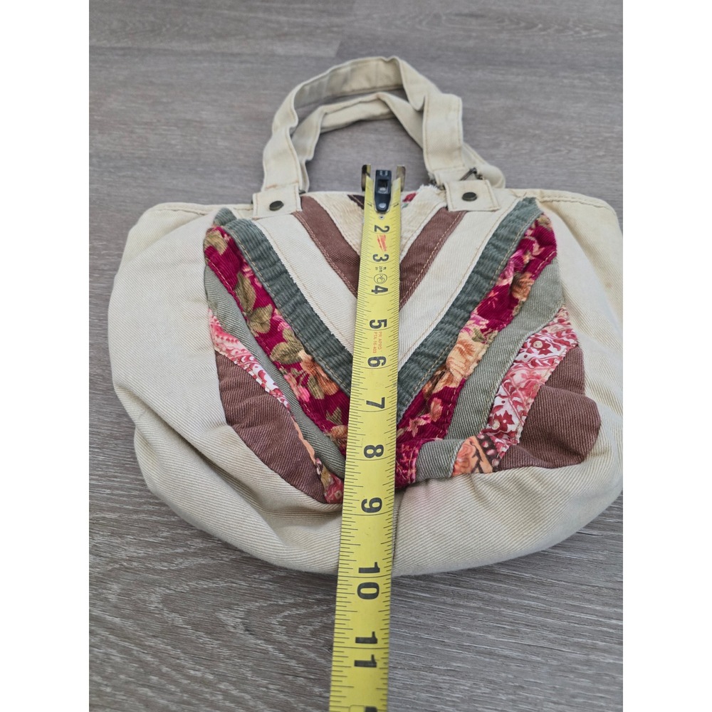 Levis Vintage Patchwork Denim Tote Bag Cream Floral Corduroy Chevron 1873 Charms - Picture 6 of 6
